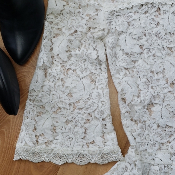Free People Bell Sleeve Ivory Lace Top - Picture 6 of 15